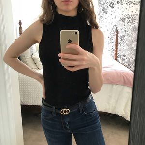 5/$25 Mock neck black sleeveless tank